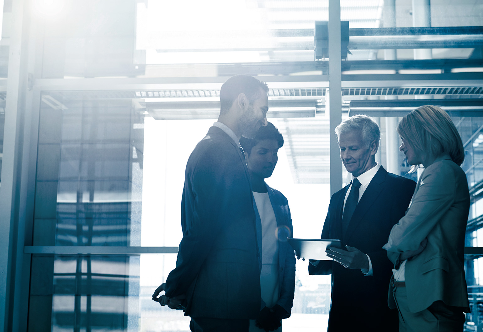 Commercial agent meeting with clients